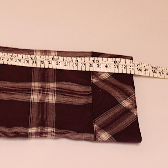 Women's Burgundy & White Plaid Shirt Dress/Tunic Lightweight Button Up SZ M - Picture 7 of 8